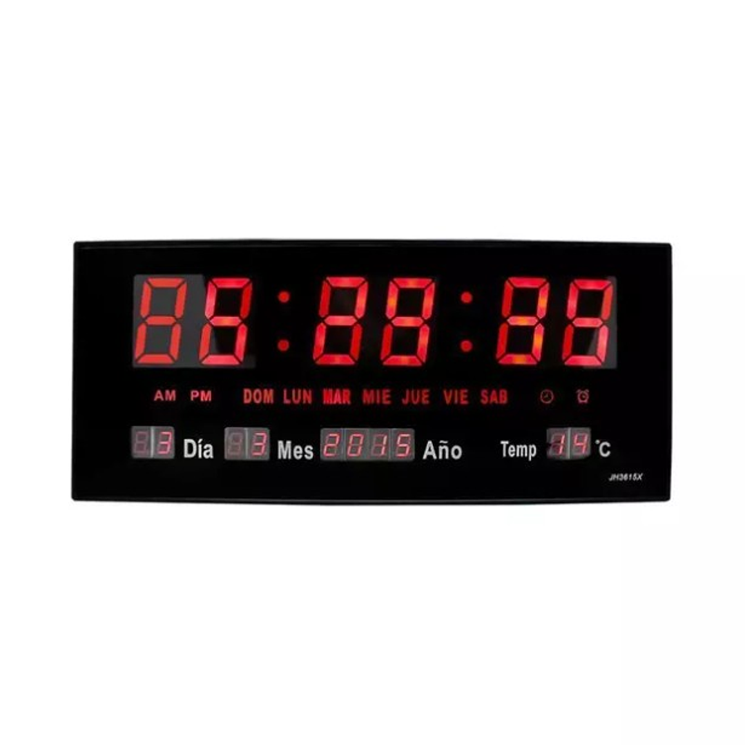 Reloj Digital de Pared LED  | Calendario, Temperatura, Alarma y Día en Español 1