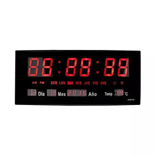 Reloj Digital de Pared LED  | Calendario, Temperatura, Alarma y Día en Español