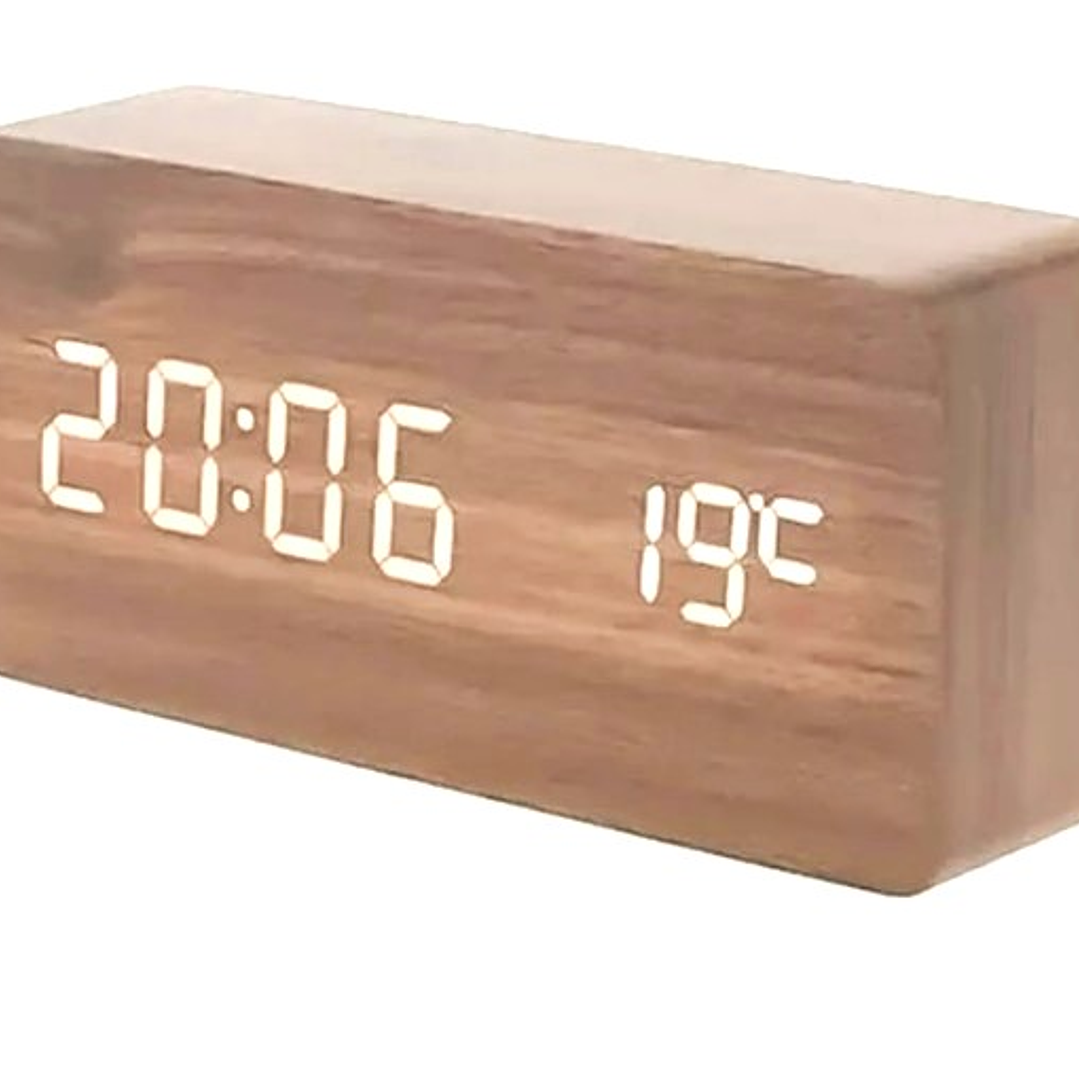 Reloj Digital LED con Control de Voz  Alarma, Calendario y Temperatura 2