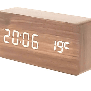 Reloj Digital LED con Control de Voz  Alarma, Calendario y Temperatura