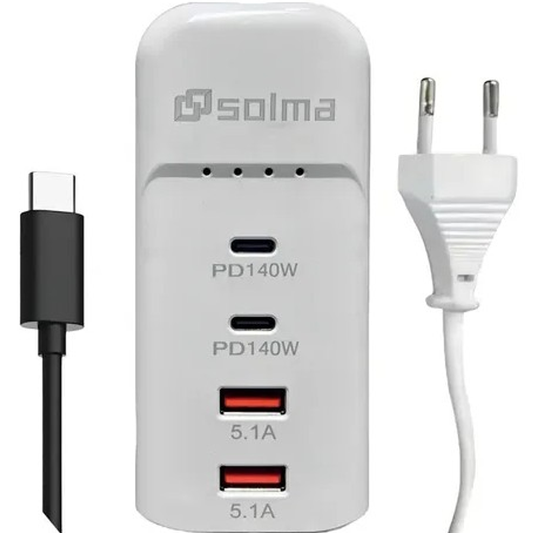 Rack Charger SOLMA PD140W  Cargador Rápido 4 Puertos USB-C y USB-A 1