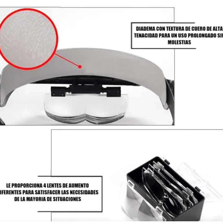 Lupa de Cabeza con Luz LED y 4 Lentes Intercambiables – Precisión Profesional 3