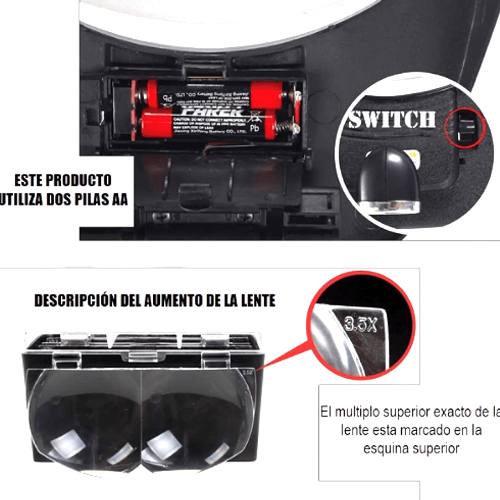 Lupa de Cabeza con Luz LED y 4 Lentes Intercambiables – Precisión Profesional 4