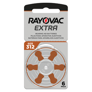 Pilas para Audífonos Rayovac Extra 312 | Rendimiento Confiable | Pack 6 Unidades