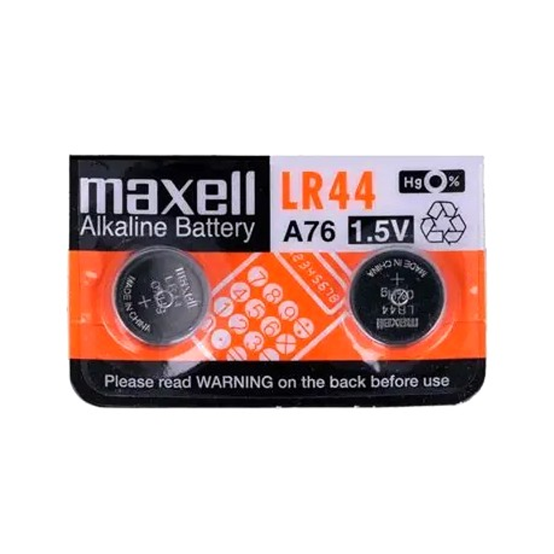 Pila Maxell LR44 / A76 Alcalina 1.5V | Energía Compacta para Dispositivos Electrónicos 1