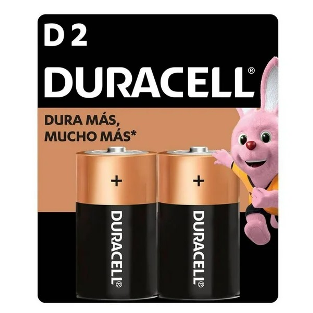 Pila Duracell D2 Alcalina 1.5V (Pack x 2 unidades) | Potencia Extrema para Equipos de Alto Consumo 1