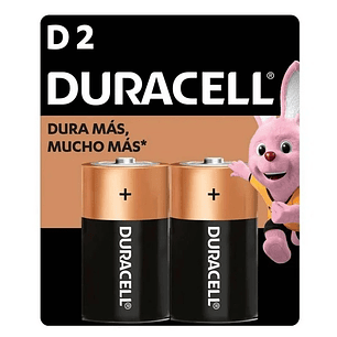 Pila Duracell D2 Alcalina 1.5V (Pack x 2 unidades) | Potencia Extrema para Equipos de Alto Consumo