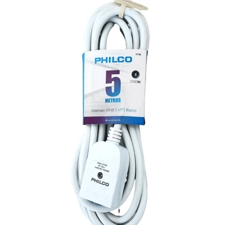 Extensión Eléctrica PHILCO XT48 5 Metros Blanca | Potencia Segura y Diseño Compacto 1