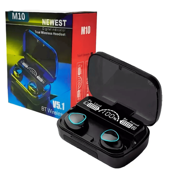 Audífonos Inalámbricos M10 | Bluetooth 5.1 + Pantalla Digital | Sonido Potente y Diseño Futurista 3