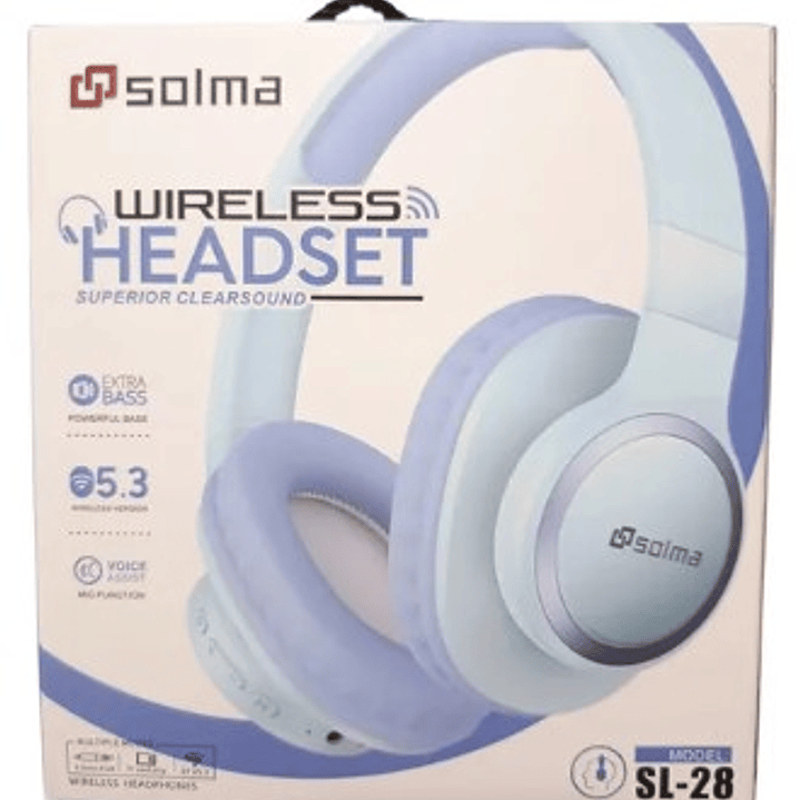 Audífonos Solma SL-28 Bluetooth 5.3 | Extra Bass + Voice Assist 3