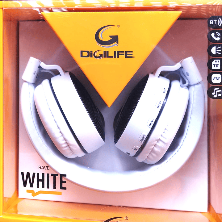 Audífonos DIGILIFE RAVE WHITE | Bluetooth + LED + FM + MicroSD 1