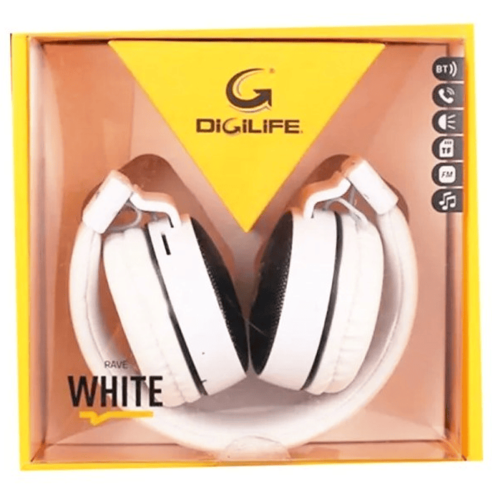 Audífonos DIGILIFE RAVE WHITE | Bluetooth + LED + FM + MicroSD 2