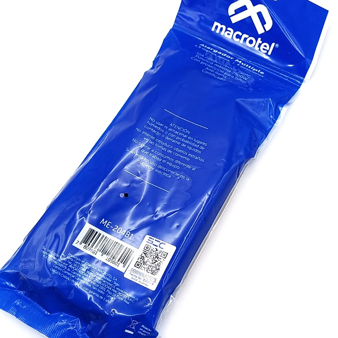 Alargador Macrotel 4 Tomas | Cable 1.5m + Protección Infantil 4