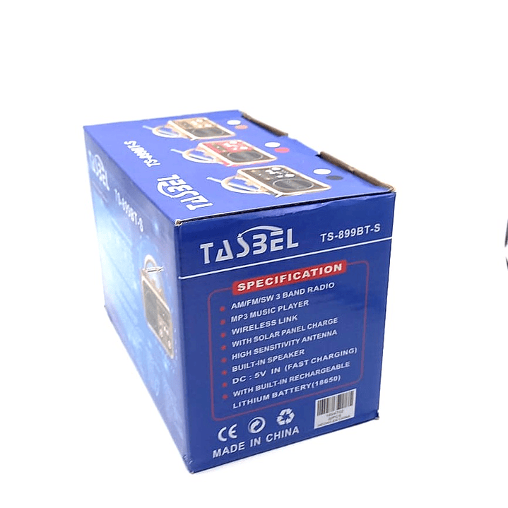 Radio Solar TASSEL TS-899BT-S | AM/FM/SW + USB + Bluetooth + Recargable 12