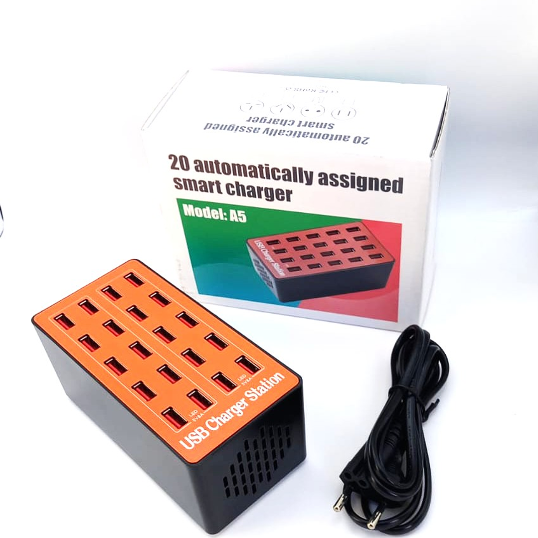 Cargador USB Inteligente 20 Puertos | Modelo A5 | Carga Rápida + Protección Total 7
