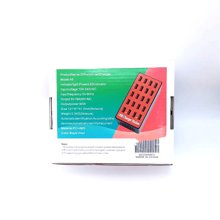 Cargador USB Inteligente 20 Puertos | Modelo A5 | Carga Rápida + Protección Total 10
