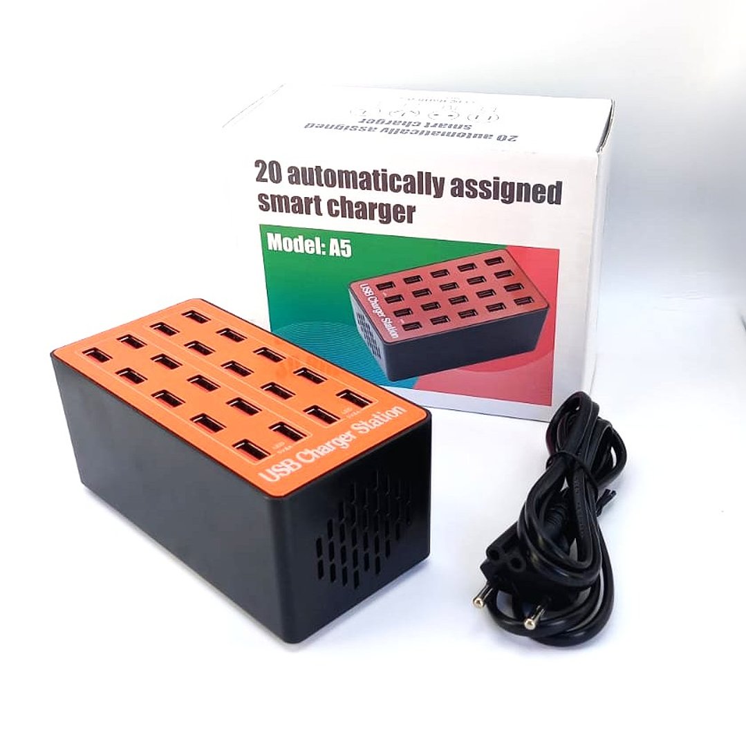 Cargador USB Inteligente 20 Puertos | Modelo A5 | Carga Rápida + Protección Total 8