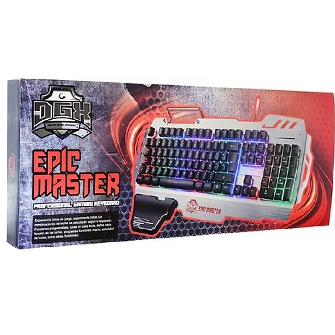Teclado Gamer DGX EPIC MASTER | RGB + Metálico + Ergonómico 3