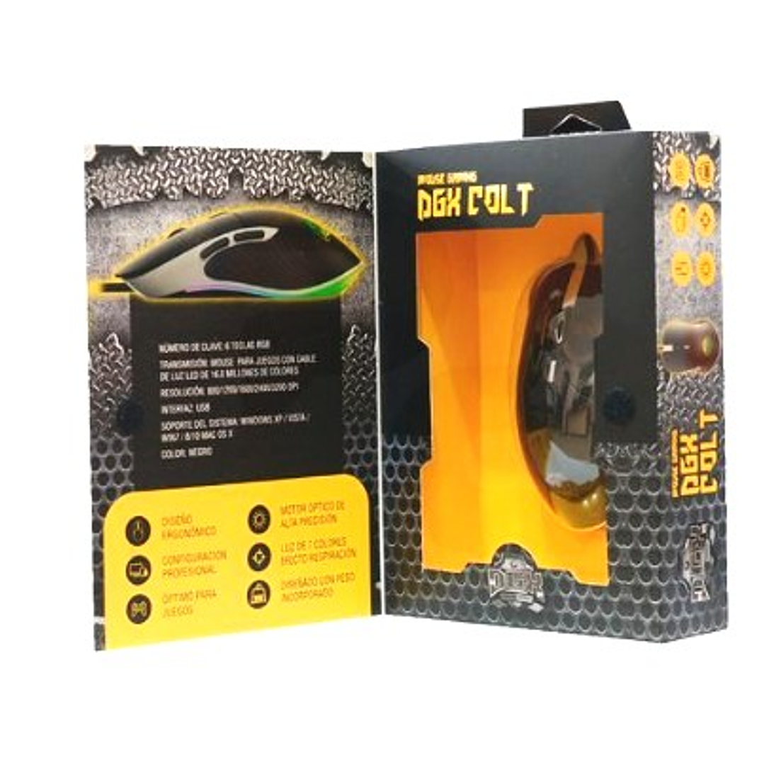 Mouse Gamer DGX COLT | LED 7 Colores + DPI Ajustable + Diseño Ergonómico 4