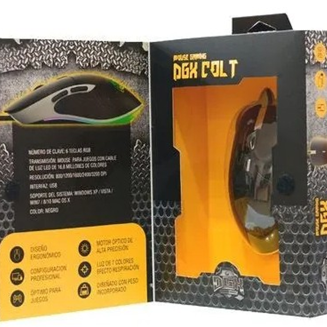 Mouse Gamer DGX COLT | LED 7 Colores + DPI Ajustable + Diseño Ergonómico 5