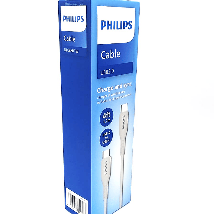 Cable Philips USB-C a USB-A 1.2m | Carga y Sincronización Rápida 60W 4