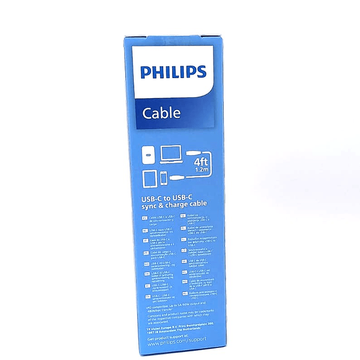 Cable Philips USB-C a USB-A 1.2m | Carga y Sincronización Rápida 60W 5