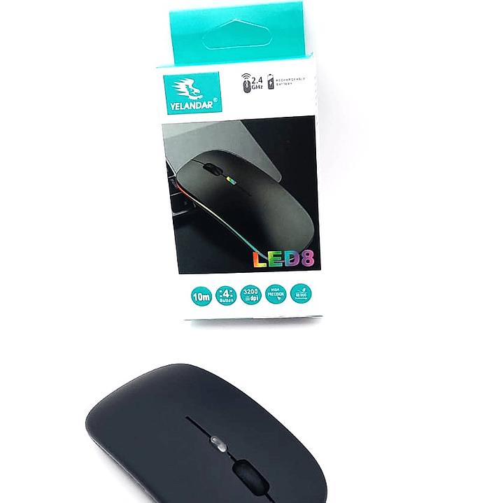 Mouse Inalámbrico YELANDAR LED8 | 2.4GHz + 3200 DPI + Recargable RGB 7