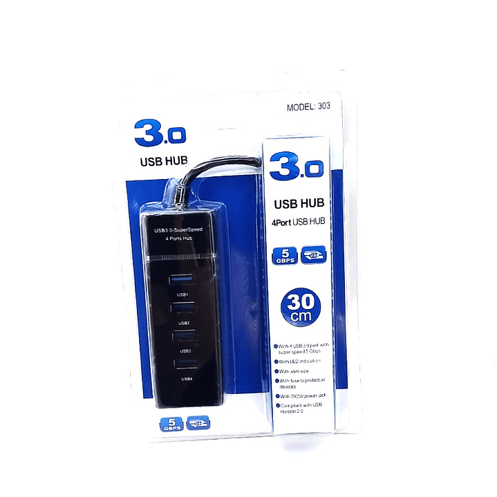 Hub USB 3.0 4 Puertos Modelo 303 | SuperSpeed 5Gbps + Plug & Play 4