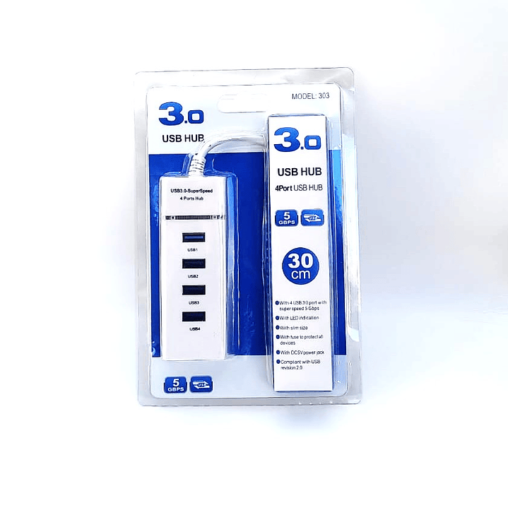 Hub USB 3.0 4 Puertos Modelo 303 | SuperSpeed 5Gbps + Plug & Play 4
