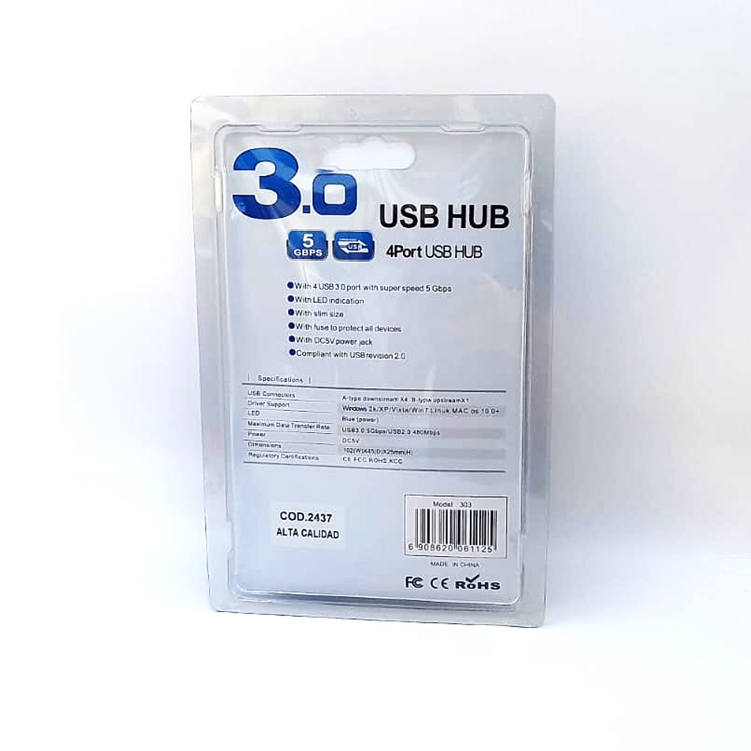 Hub USB 3.0 4 Puertos Modelo 303 | SuperSpeed 5Gbps + Plug & Play 5
