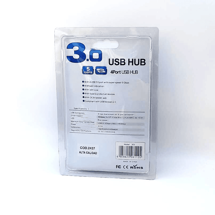Hub USB 3.0 4 Puertos Modelo 303 | SuperSpeed 5Gbps + Plug & Play 5