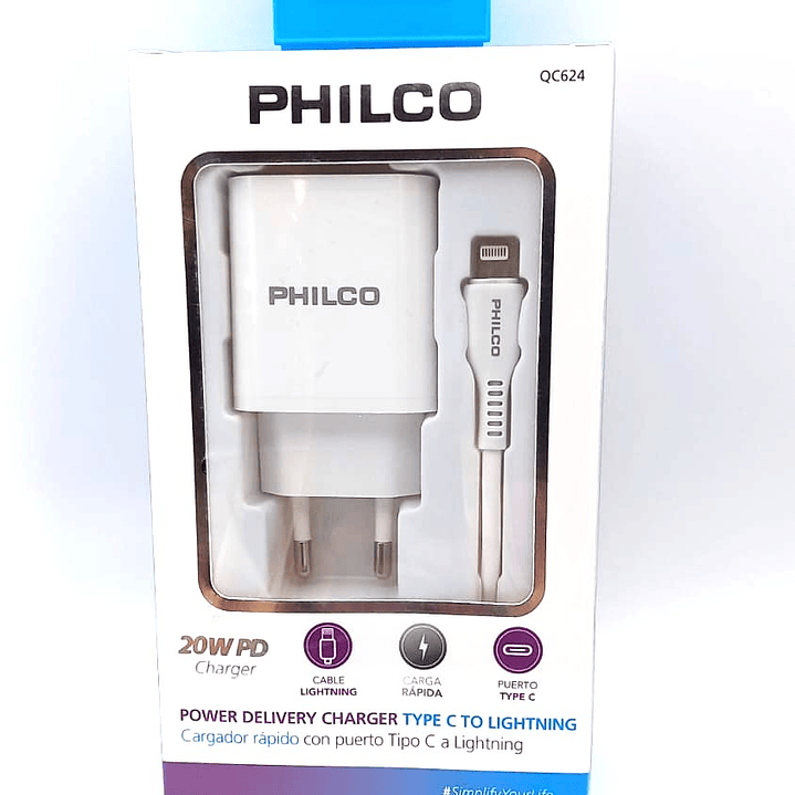 Cargador PHILCO 20W PD + Cable Tipo C a Lightning | Carga Rápida para iPhone y iPad 4