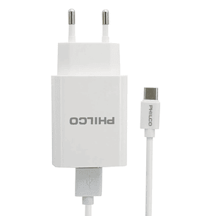 Cargador PHILCO 20W PD QC621 | USB-C + Cable Incluido + Carga Rápida