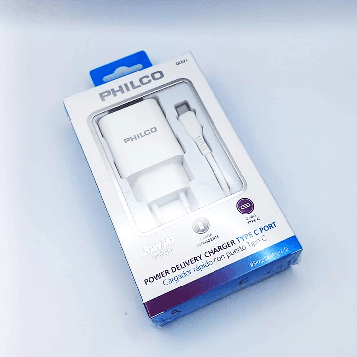 Cargador PHILCO 20W PD QC621 | USB-C + Cable Incluido + Carga Rápida 8