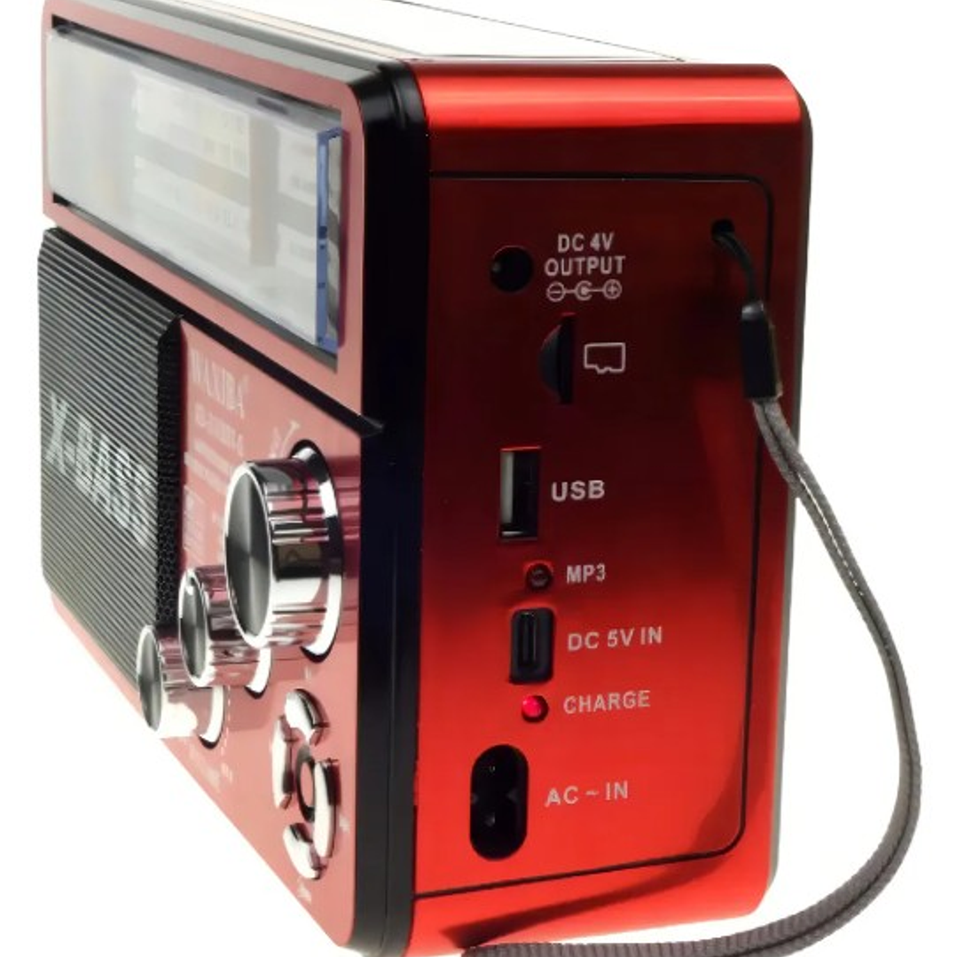 Radio Portátil X-BASS Solar | AM/FM/SW + MP3 + USB + Bluetooth 4