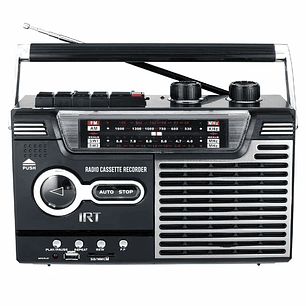 Radio Cassette Retro IRT | Bluetooth + USB + SD + FM/AM + 8W + Micrófono
