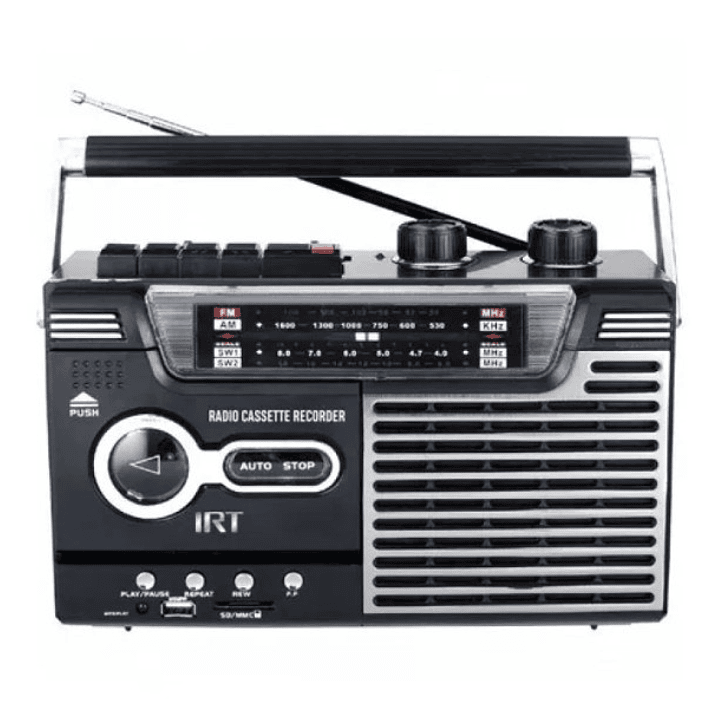 Radio Cassette Retro IRT | Bluetooth + USB + SD + FM/AM + 8W + Micrófono 1
