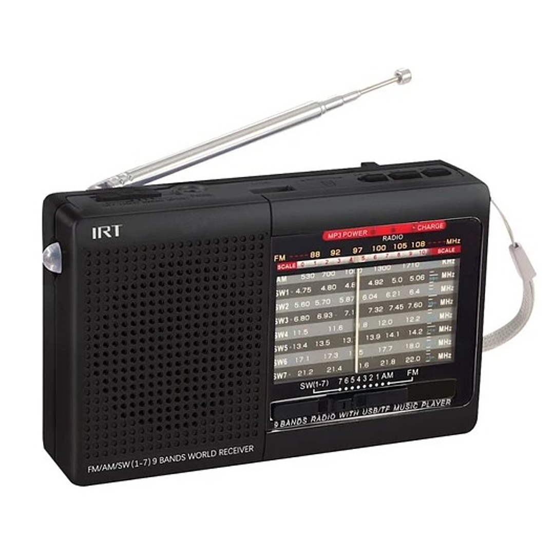 Radio Portátil IRT 9 Bandas | USB + TF + Grabación + MP3 + Recargable 2