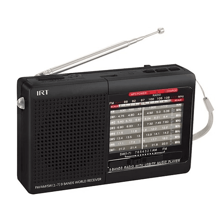 Radio Portátil IRT 9 Bandas | USB + TF + Grabación + MP3 + Recargable 2
