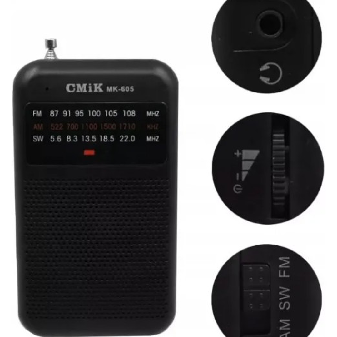 Radio Portátil CMiK MK-605 | AM/FM/SW + Audífonos + Pilas AA + Compacta 2