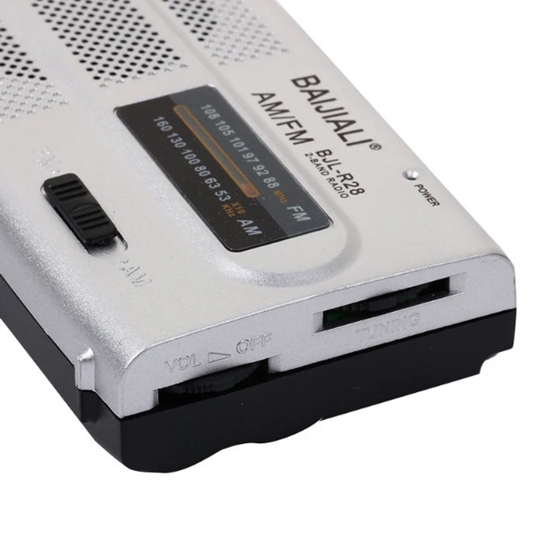 Radio Portátil BAIJIALI BJL-R28 | AM/FM + Diseño Slim + Pilas AA + Audífonos 3