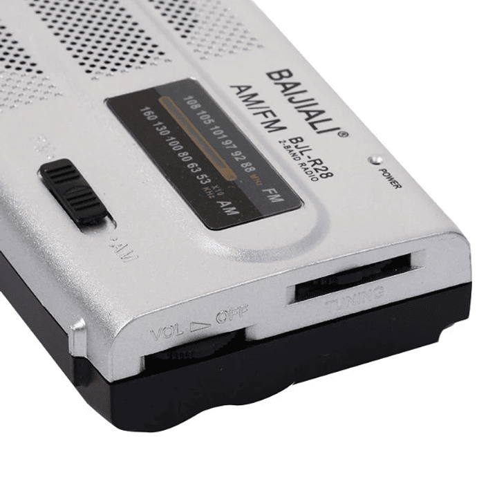 Radio Portátil BAIJIALI BJL-R28 | AM/FM + Diseño Slim + Pilas AA + Audífonos 3