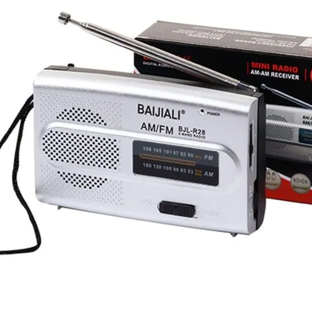 Radio Portátil BAIJIALI BJL-R28 | AM/FM + Diseño Slim + Pilas AA + Audífonos 5