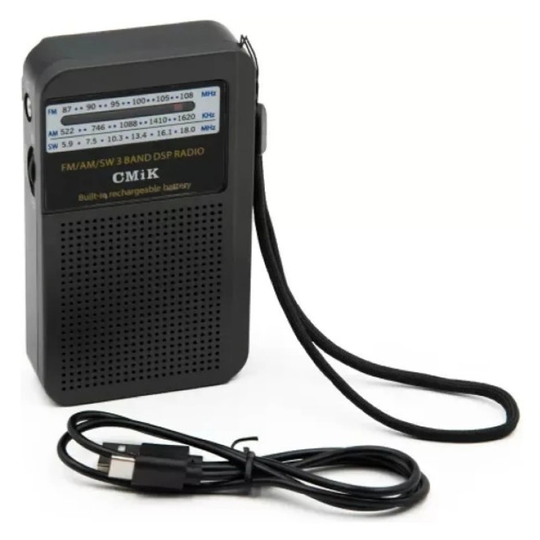 Radio Portátil CMiK MK-309 | AM/FM/SW + Batería Recargable + Audífonos + USB 2