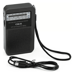 Radio Portátil CMiK MK-309 | AM/FM/SW + Batería Recargable + Audífonos + USB