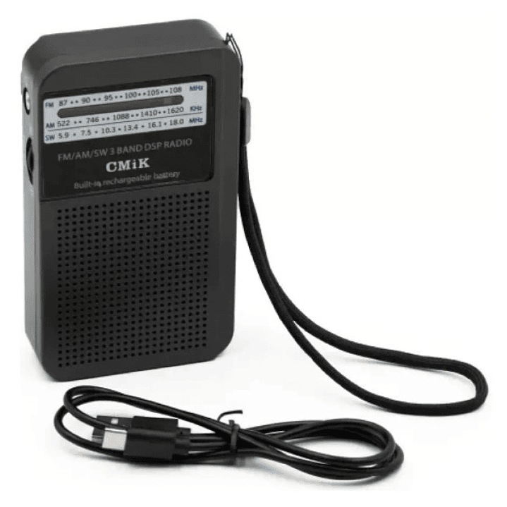 Radio Portátil CMiK MK-309 | AM/FM/SW + Batería Recargable + Audífonos + USB 2