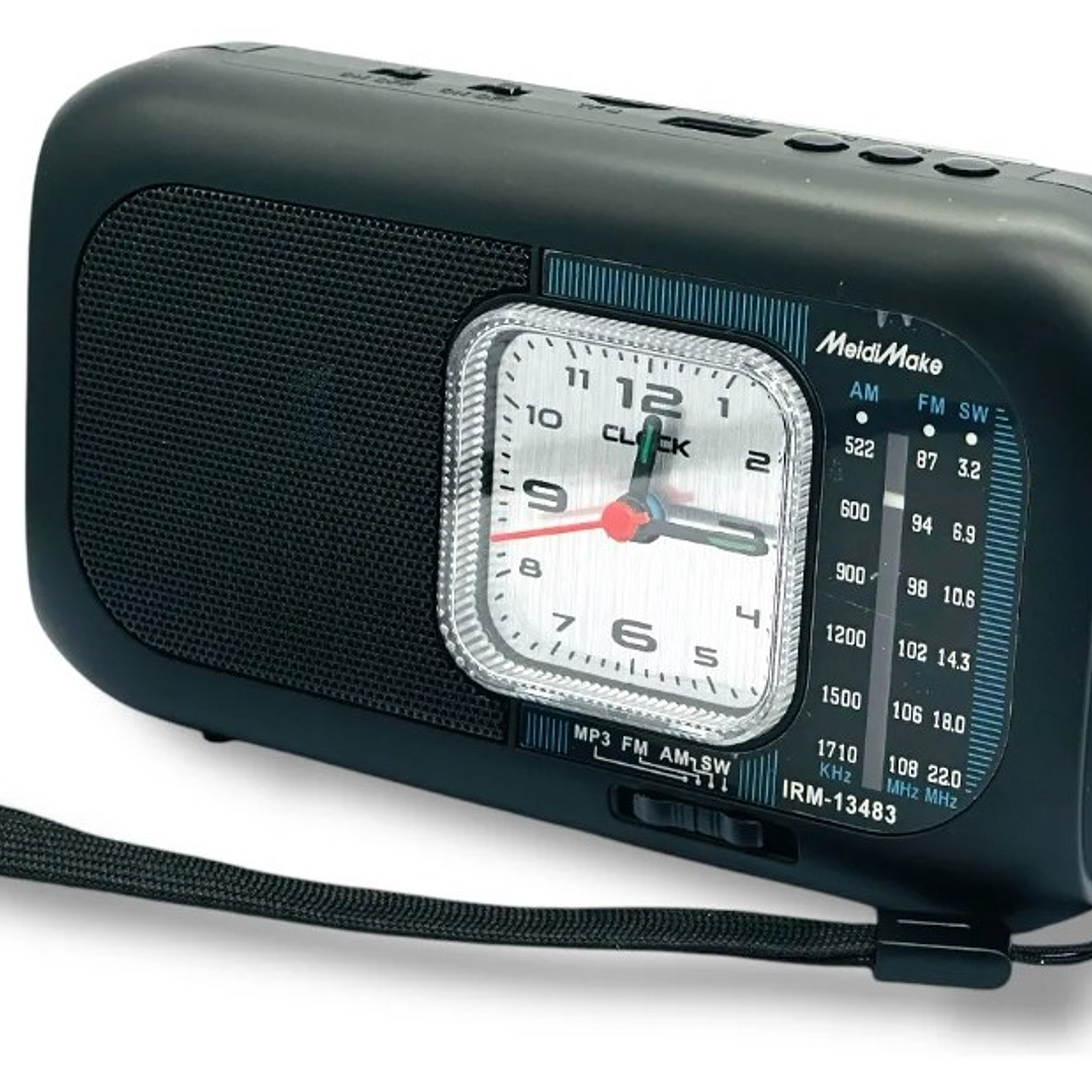 Radio Portátil MediaMake IRM-13483 | AM/FM/SW + Reloj + USB/TF + Linterna + Recargable 8