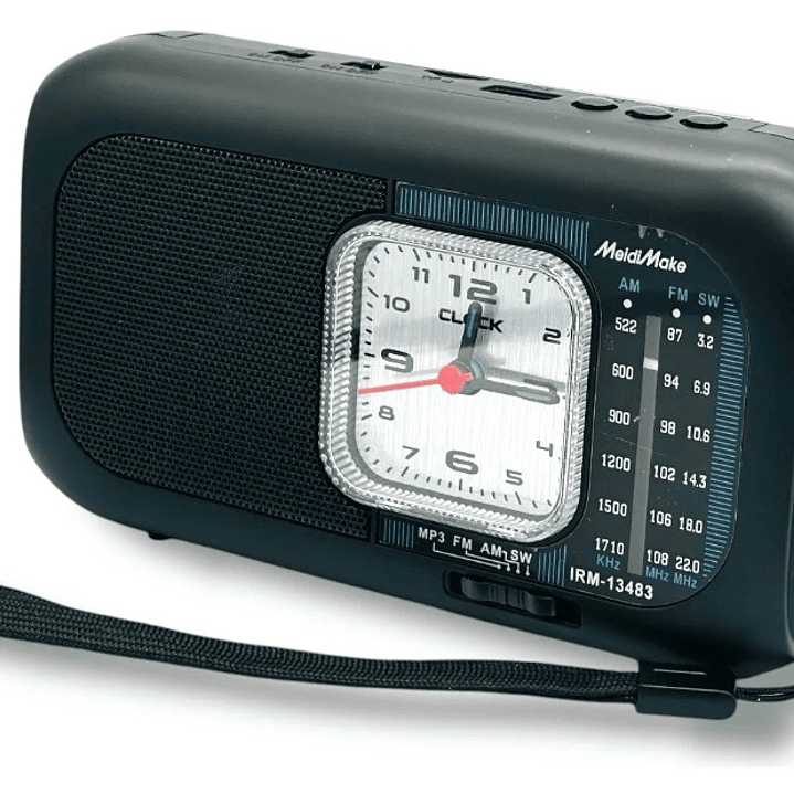 Radio Portátil MediaMake IRM-13483 | AM/FM/SW + Reloj + USB/TF + Linterna + Recargable 8
