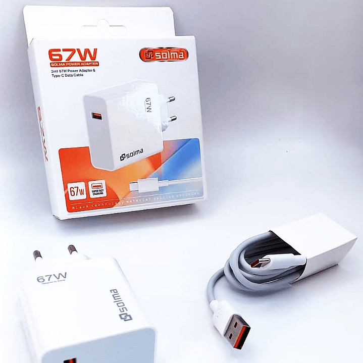 Cargador Rápido SOLMA 67W | USB-C + Cable Tipo-C + Multidispositivo 5