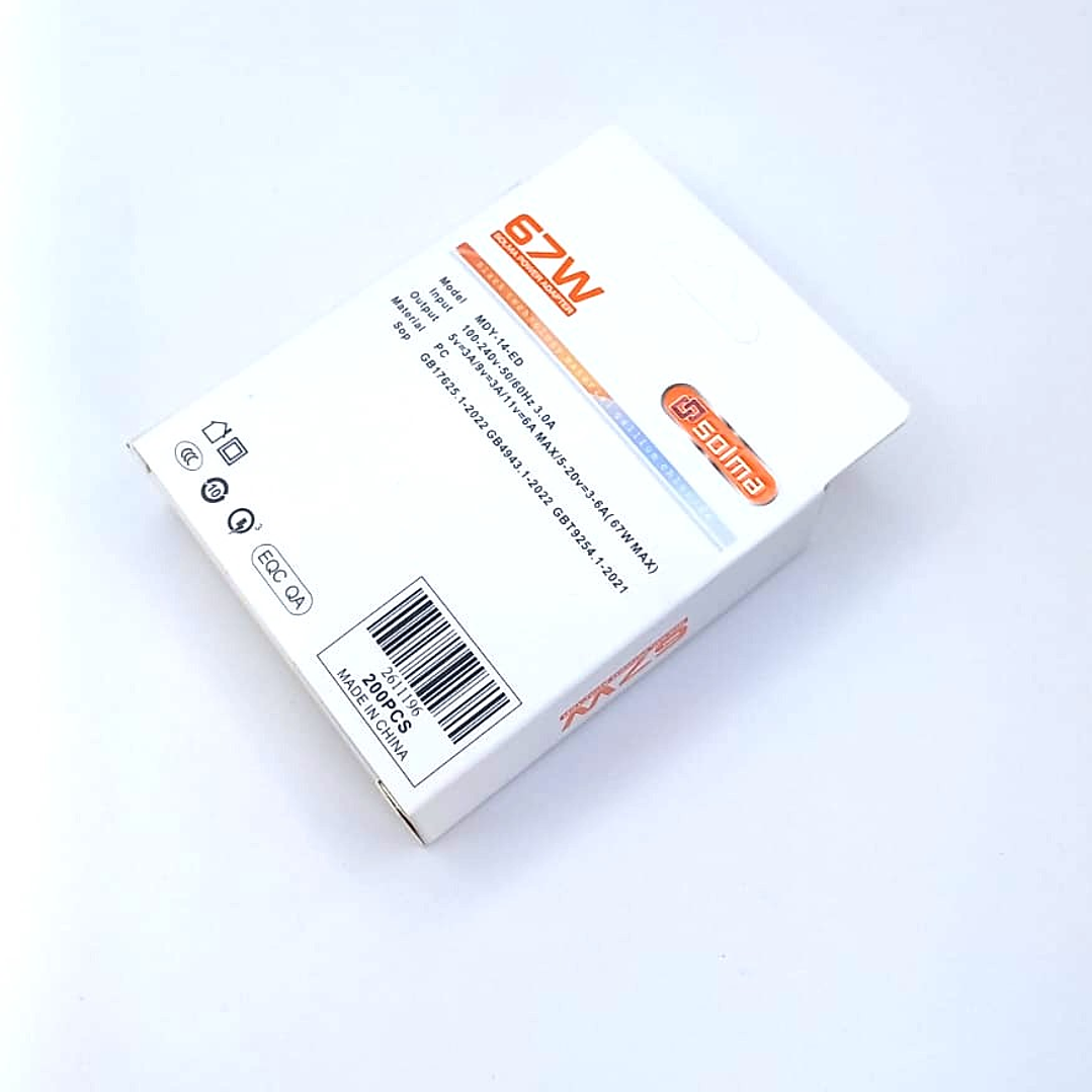 Cargador Rápido SOLMA 67W | USB-C + Cable Tipo-C + Multidispositivo 10